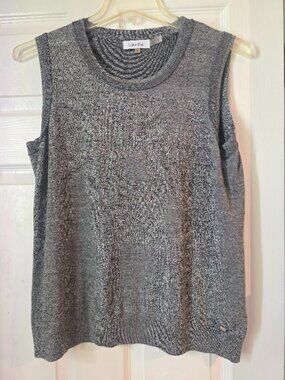 Calvin Klein Women’s XL Gray Sleeveless Knit Sweater Top